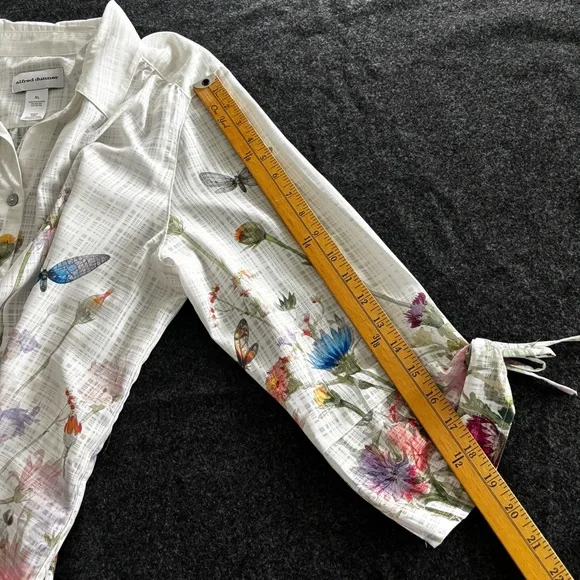 Alfred Dunner Garden Party Floral Watercolor Button Front White Blouse XL NWOT - Picture 11 of 13